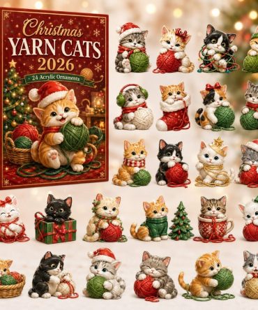 Cat & Yarn Holiday Advent Calendar 2026 — 24-Day Feline Countdown With Acrylic Charms, Cute Cat Lover Gifts And Yarn-Themed Surprises