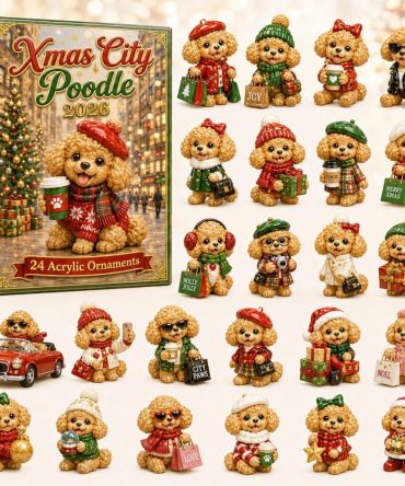 Festive Poodle City Advent Calendar 2026 — 24-Day Holiday Countdown With Collectible Acrylic Charms, Stylish Dog-Themed Gift