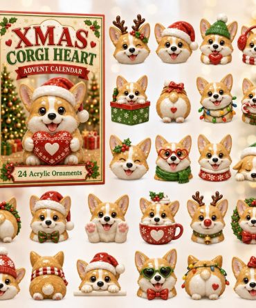 Corgi Heart Holiday Advent Calendar 2026 — 24-Day Cute Countdown With Acrylic Charms, Adorable Pembroke Gifts For Dog Fans