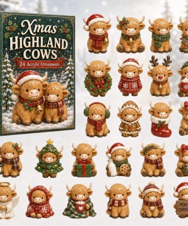 Highland Cow Moments Advent Calendar 2026 — 24-Day Festive Countdown With Acrylic Charms, Cozy Scottish Farm Animal Gifts