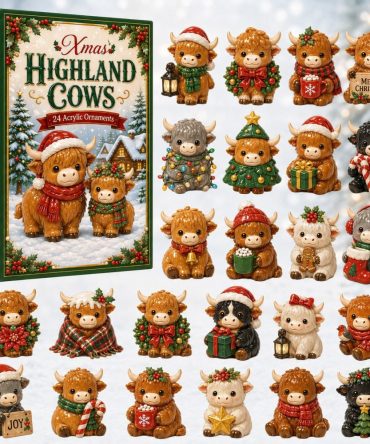 Highland Cows Christmas Countdown 2026 — 24-Day Advent Calendar With Acrylic Charms, Charming Scottish Cow Holiday Gifts