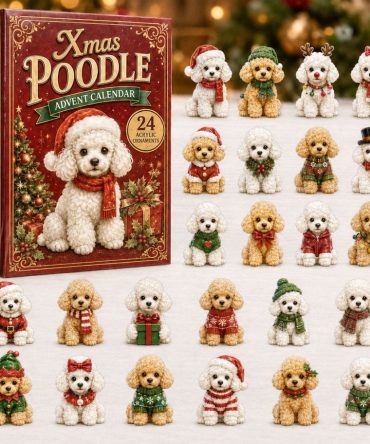 Elegant Poodle 2026 Advent Countdown — 24-Day Holiday Calendar With Acrylic Charm Collectibles, Stylish Gift For Poodle Lovers