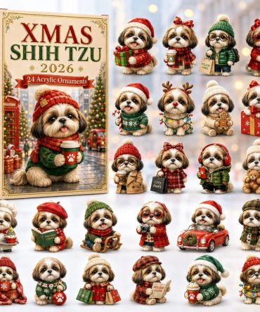 Shih Tzu Christmas Countdown 2026 - 24-Day Acrylic Charm Advent, Cute Dog Ornaments & Stocking Stuffer For Dog Lovers