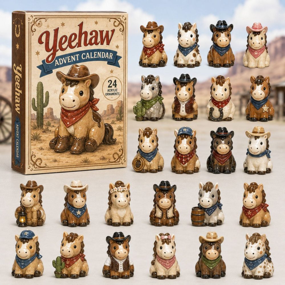 Yeehaw Western Advent Calendar 2026 — 24-Day Cowboy Countdown With Acrylic Charms, Rustic Holiday Gifts For Kids & Adults
