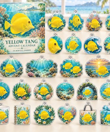 Bright Yellow Tang 24-Day Acrylic Charm Advent Calendar — Sunny Ocean Countdown, Fun Holiday Gift & Cute Collectible Charms