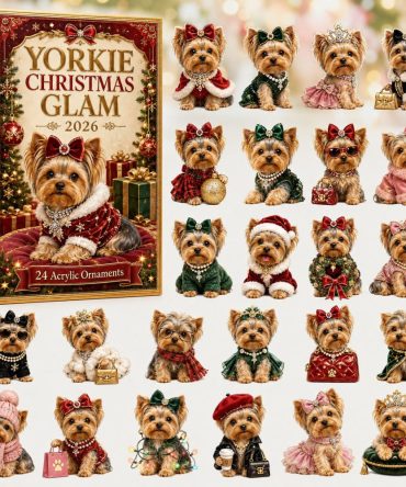 2026 Yorkie Christmas Glam Countdown Calendar - 24 Festive Acrylic Charms, Holiday Dog Fashion & Sparkling Seasonal Surprises