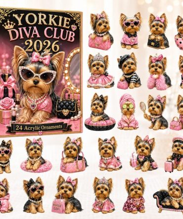 2026 Yorkie Diva Club Countdown Calendar - 24 Glam Acrylic Charms, Fashionable Dog Accessories & Sparkling Surprise Gifts
