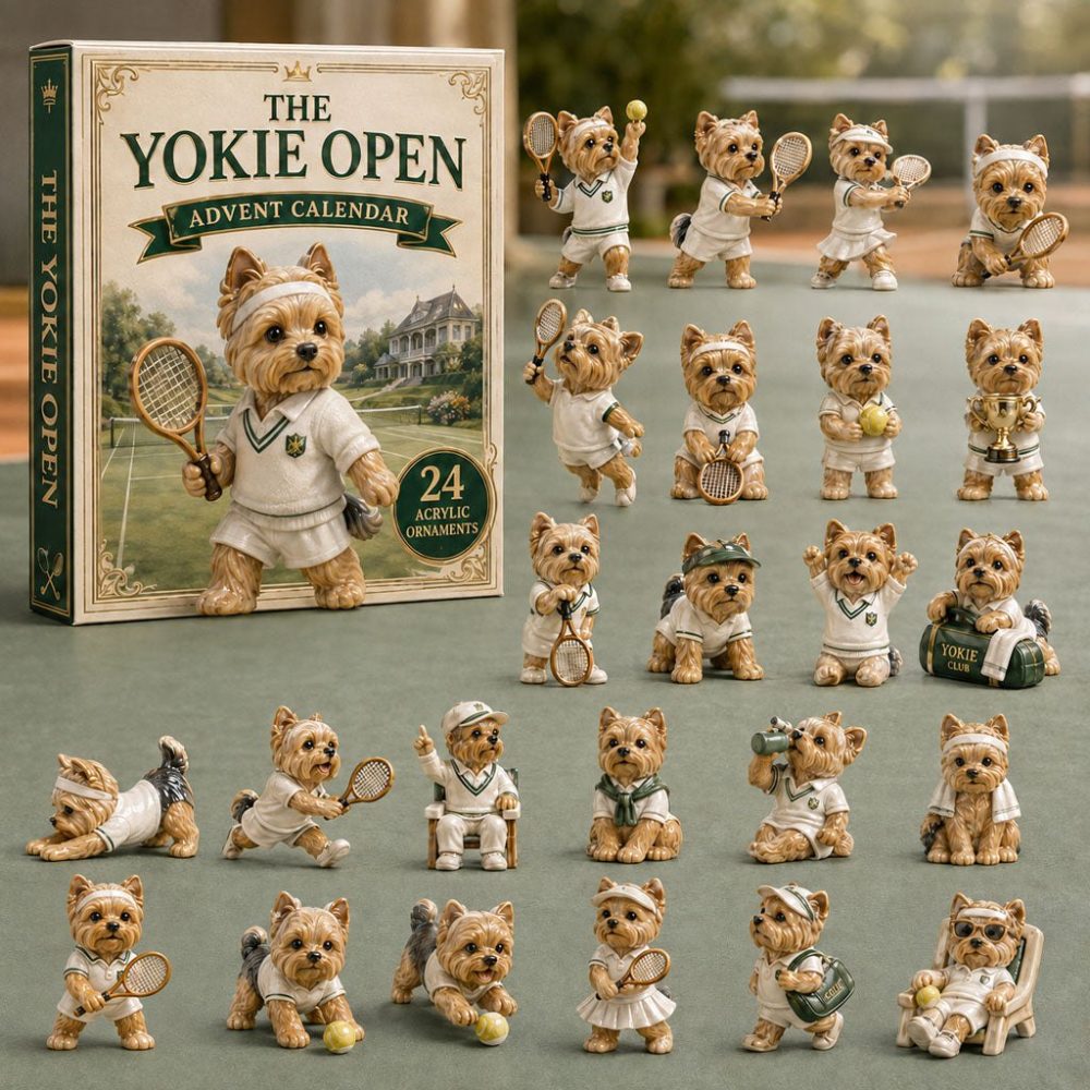 2026 Yorkie Open Tennis Countdown — 24-Day Acrylic Charm Advent Calendar With Tennis-Themed Yorkie Collectibles, Perfect Gift