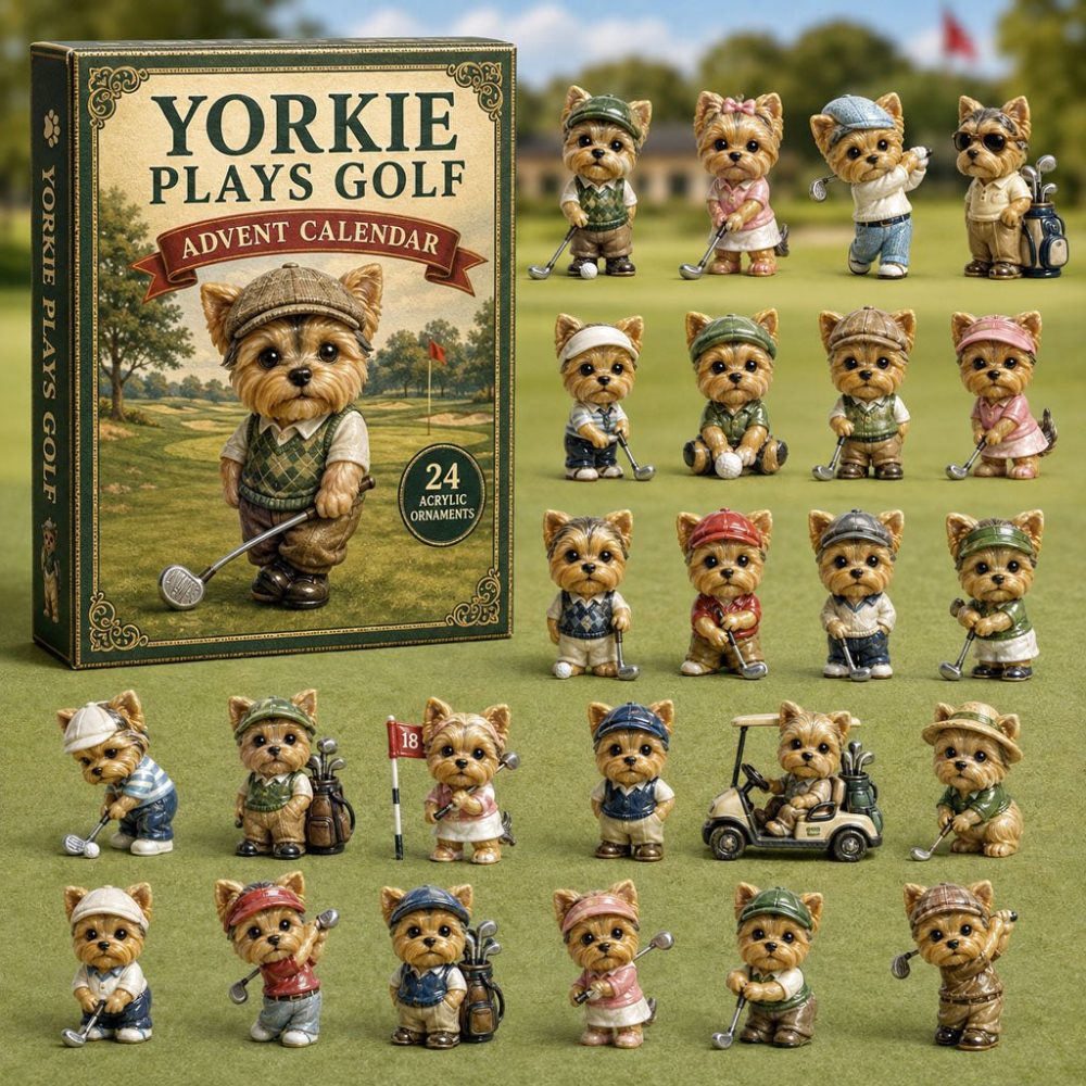 2026 Yorkie Plays Golf Countdown Calendar — 24-Day Acrylic Charm Advent Set Featuring Golf-Themed Yorkie Collectibles, Great Gift