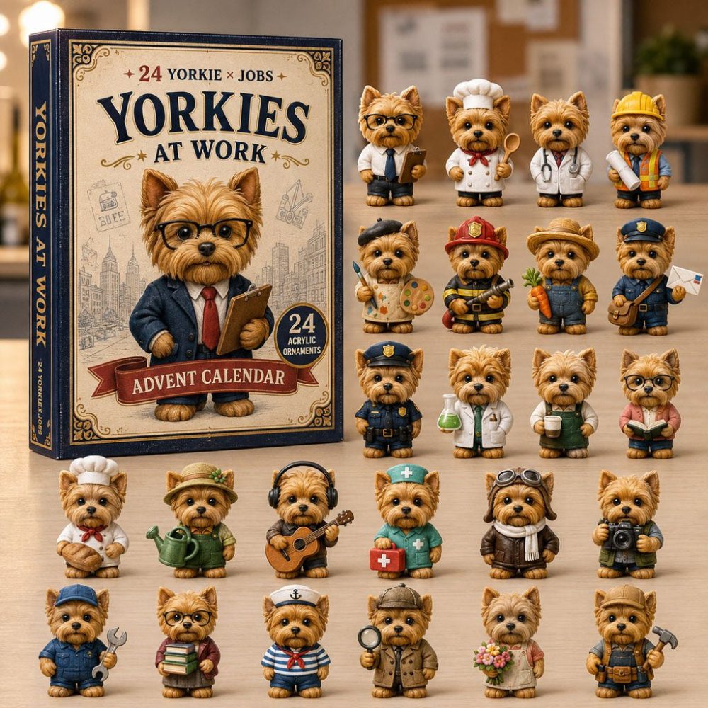 Yorkies At Work Holiday Countdown — 24-Day Profession-Themed Acrylic Charms, Cute Yorkie Daily Reveal 2026
