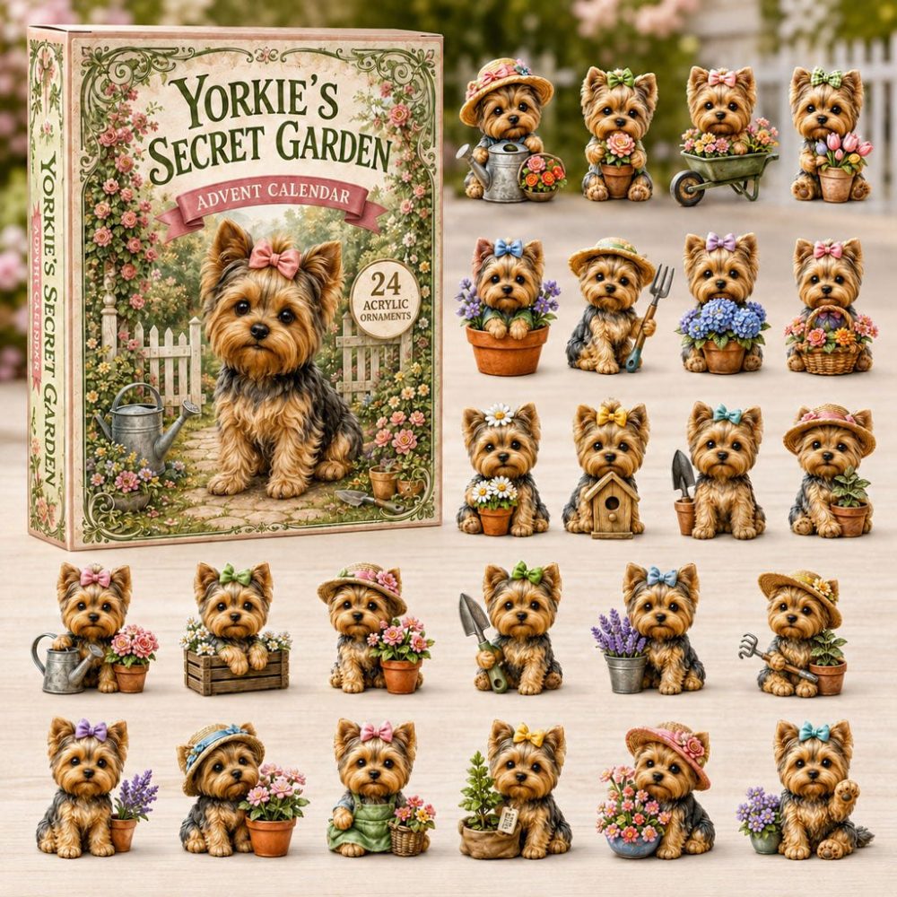 Yorkies Secret Garden Holiday Countdown — 24-Day Floral Acrylic Charm Series, Petite Yorkie Collectibles 2026