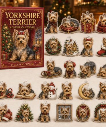 Yorkshire Terrier Holiday Countdown — 24-Day Acrylic Charm Advent Calendar For Dog Lovers, Festive Mini Gifts