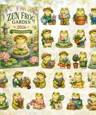 Zen Frog Garden Advent Calendar 2026 — 24-Day Acrylic Charm Countdown, Relaxing Garden Gift & Home Accent