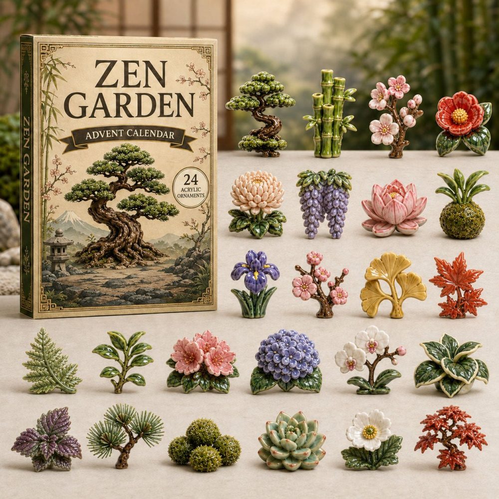 Zen Garden Holiday Advent Calendar 2026 — 24-Day Mindful Countdown With Acrylic Charms, Relaxing Mini Gifts For Adults