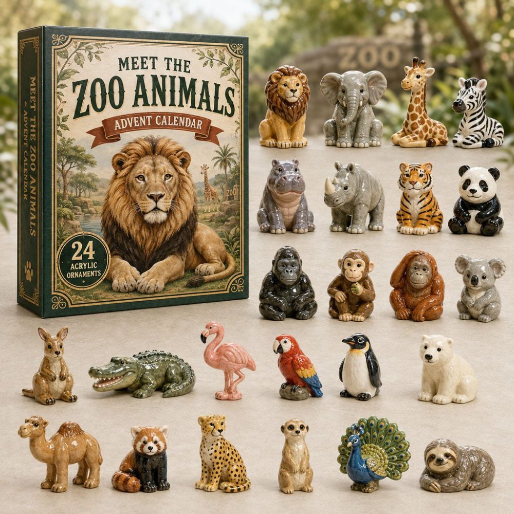 2026 Zoo Animals Kingdom Countdown - Premium 24-Day Advent Calendar With Durable Acrylic Animal Charms, Family Holiday Activity Gift