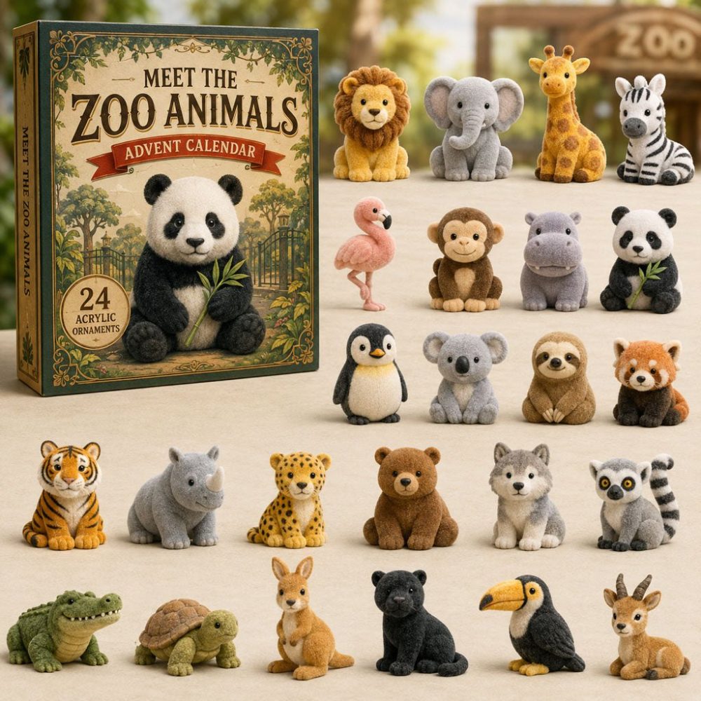 2026 Zoo Animals World Holiday Countdown - 24-Day Advent Calendar With Collectible Acrylic Animal Charms, Educational Gift For Kids